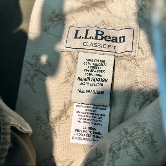 Men’s L.L. Bean Classic Fit Pants 30 x 34 Olive Green Stretch Flat Front Pockets - Picture 9 of 10